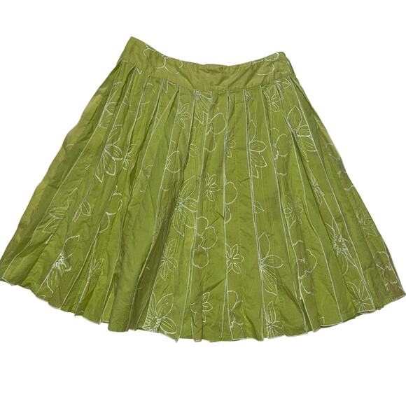 Coldwater Creek Women M Pleated Skirt Embroidered Peasant Cottagecore Dainty - Picture 1 of 10